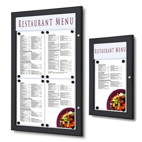 Bistro Black Menu Case with Logo Header for Indoor & Covered Outdoor Use